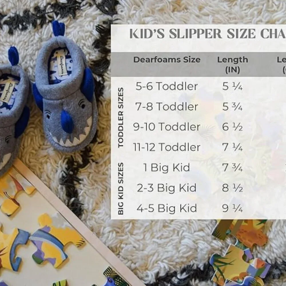 NWT Dearfoams Toddler & Kids' Cute washable Shark slippers big kid size 13/1